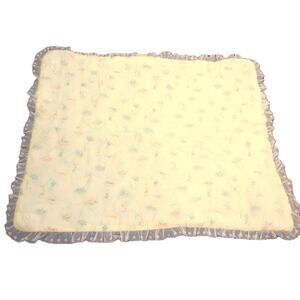 Vintage Sears Dura Puff Infant Blanket Quilted Flowers And Babies